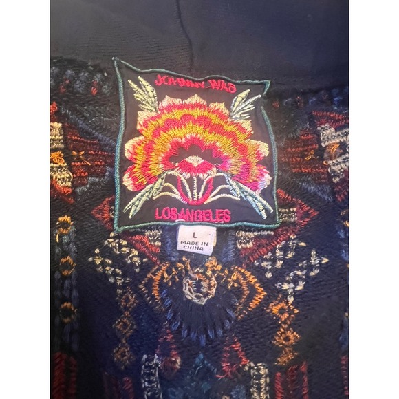 Johnny Was Cleo Blue Navy Embroidered Heavy Coat Sister Jacket Open Large - Picture 12 of 13